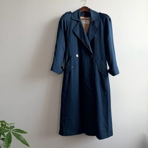 Jones New York Petites Wool Trench Coat - Made in the USA - Navy